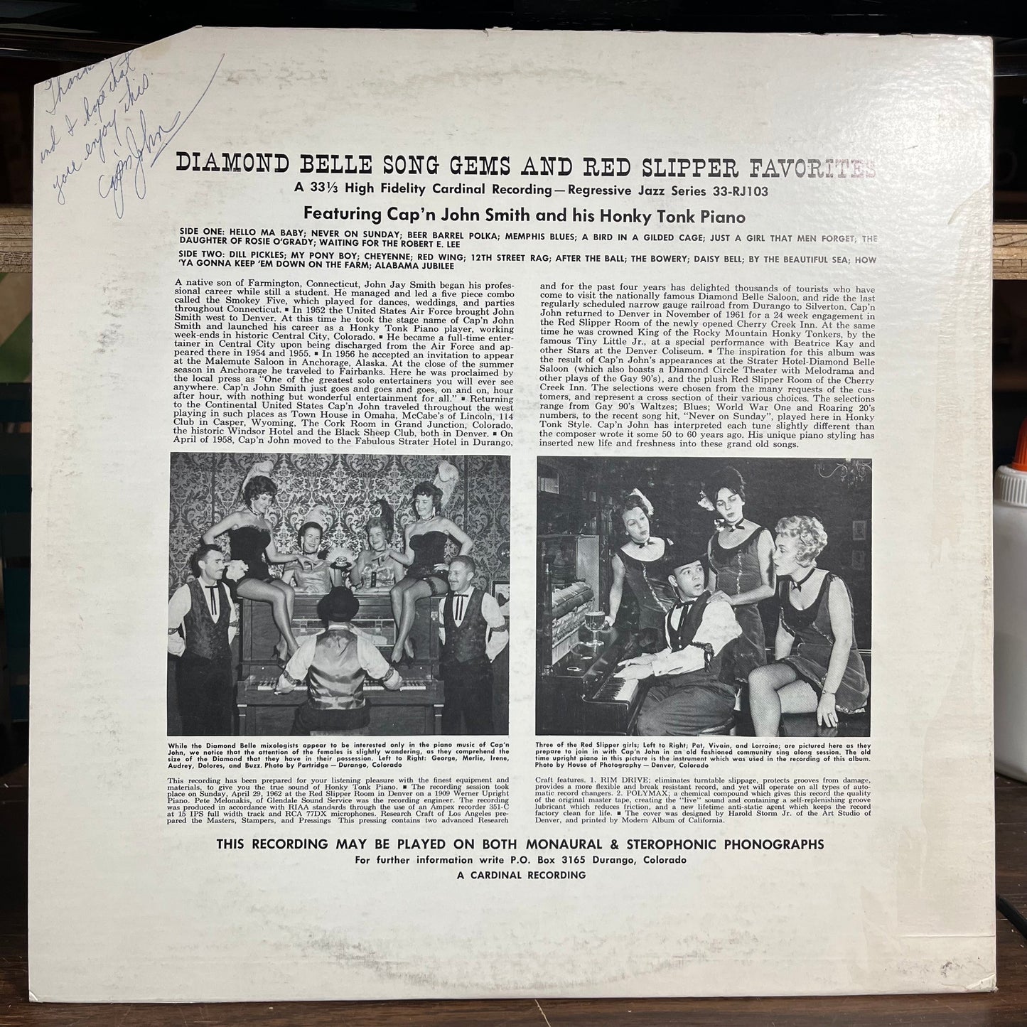 CAP'N JOHN SMITH - *SIGNED* Diamond Belle Songs Gems & Red Slipper Favorites (VINYL) | Near Mint (NM or M-)-