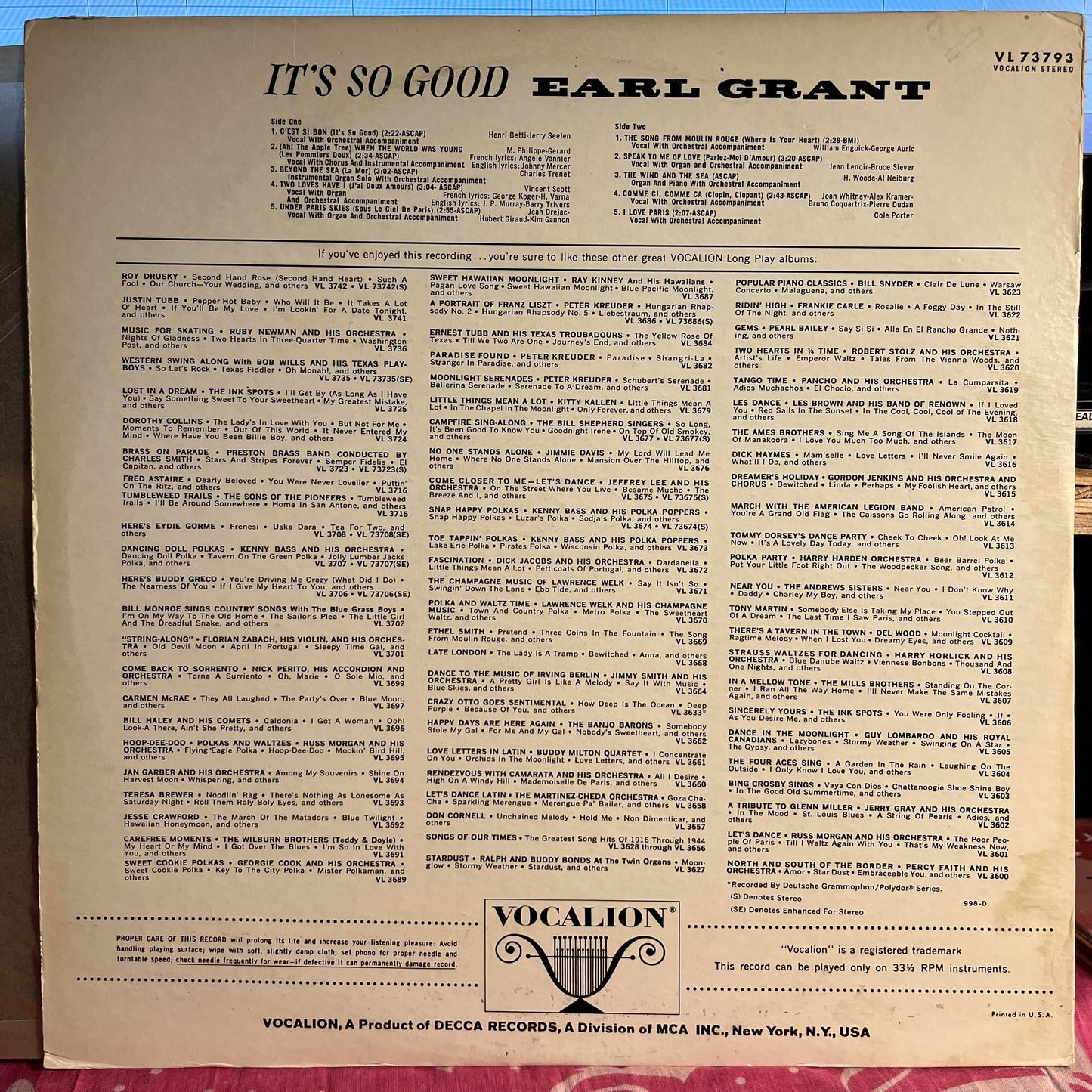 Earl Grant - It's So Good | Near Mint (NM) Excellent (EX)-