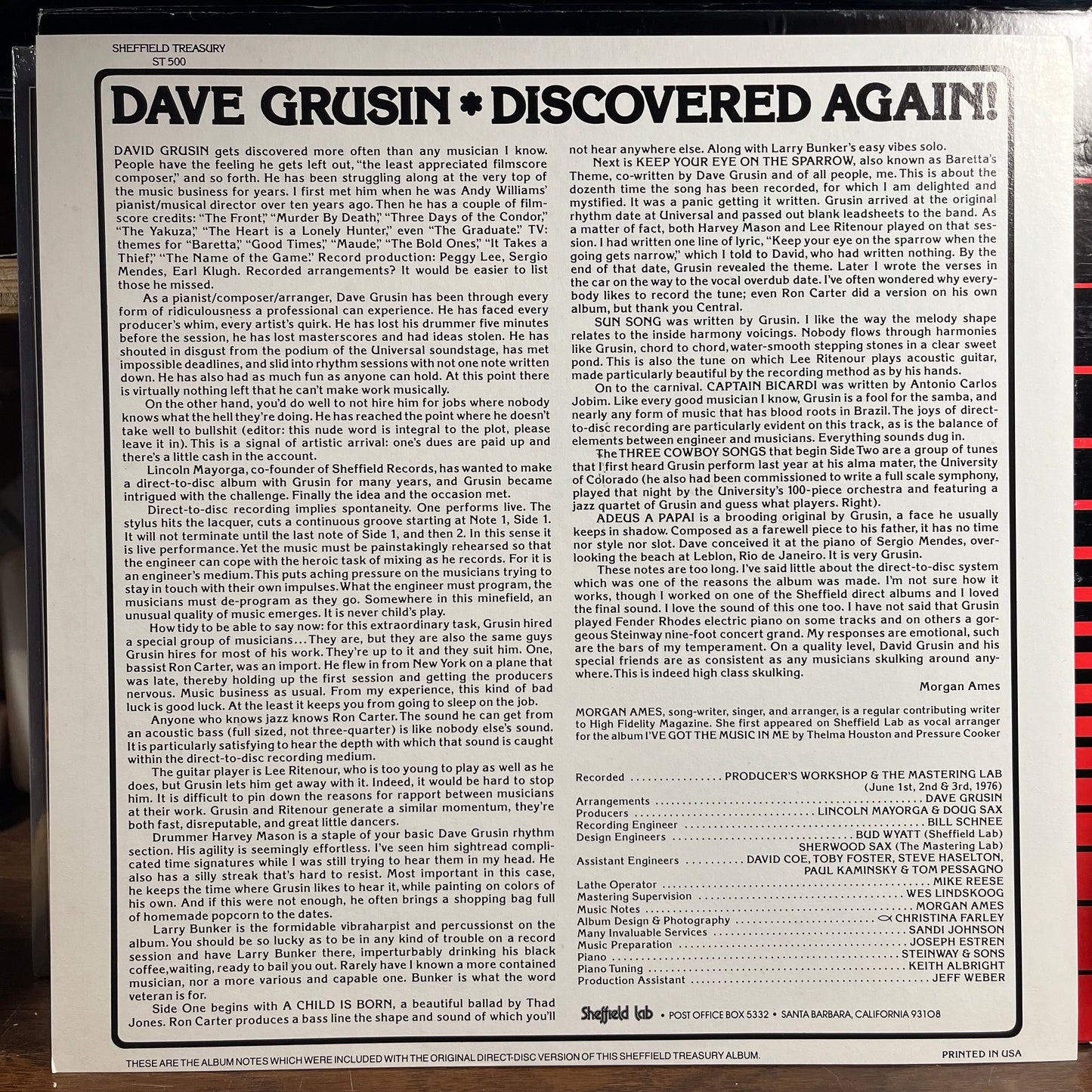 Dave Grusin - Discovered Again! (VINYL) | Near Mint (NM) Excellent+ (EX+)-