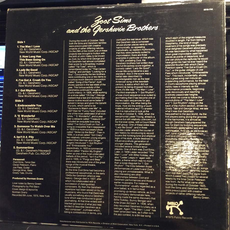 Zoot Sims - Zoot Sims And The Gershwin Brothers (VINYL) | Near Mint (NM) Excellent (EX)-