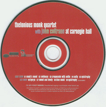 The Thelonious Monk Quartet - At Carnegie Hall (CD) | Near Mint (NM) Near Mint (NM)-