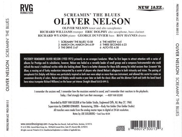 Oliver Nelson - Screamin' The Blues (CD) | Near Mint (NM) Near Mint (NM)-