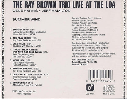 Ray Brown Trio - Summer Wind (Live At The Loa) (CD) | Near Mint (NM) Near Mint (NM)-