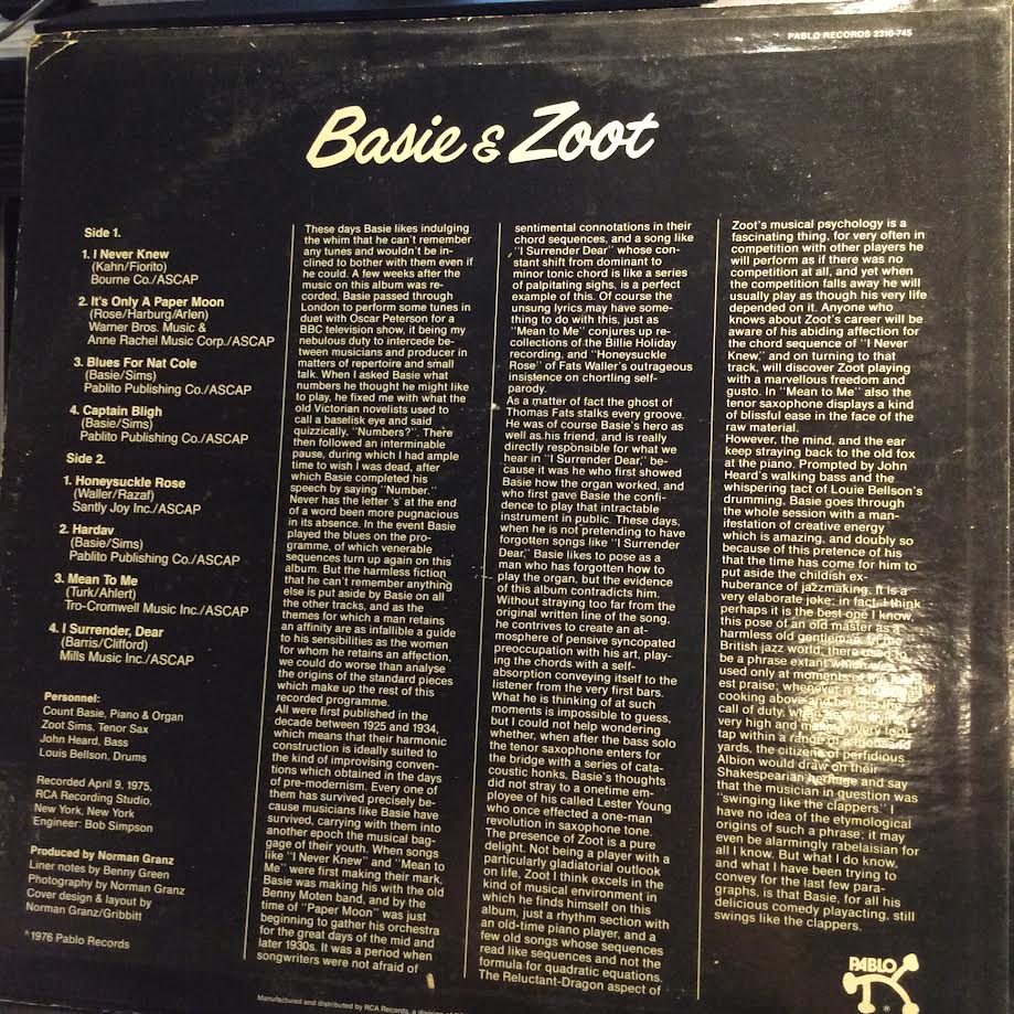 Count Basie - Basie & Zoot (VINYL) | Near Mint (NM) Good++ (G++)-