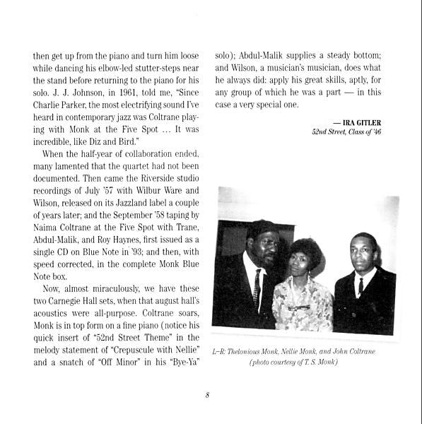 The Thelonious Monk Quartet - At Carnegie Hall (CD) | Near Mint (NM) Near Mint (NM)-