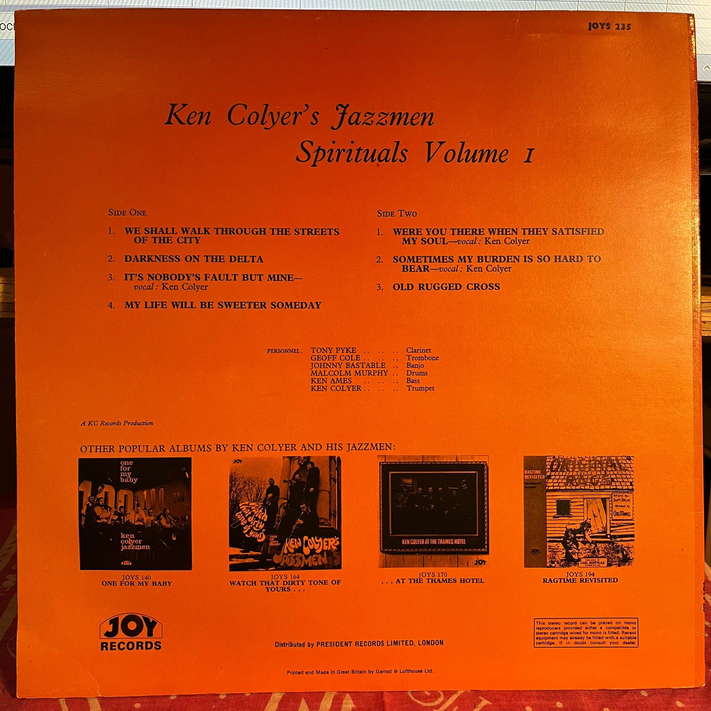 Ken Colyer's Jazzmen - Spirituals Volume 1 *UK* | Near Mint (NM) Near Mint (NM)-