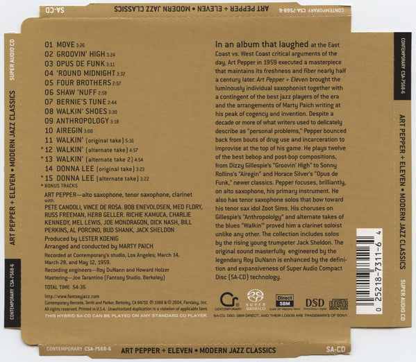 Art Pepper - Art Pepper + Eleven (Modern Jazz Classics)(SACD) | Near Mint (NM) Near Mint (NM)-