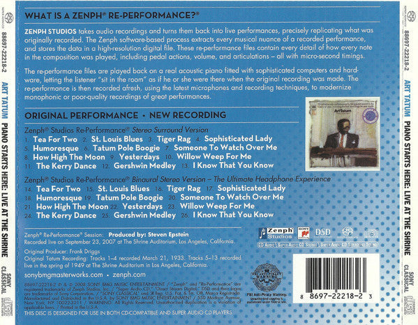 Art Tatum - Piano Starts Here - Live At The Shrine (SACD) |-