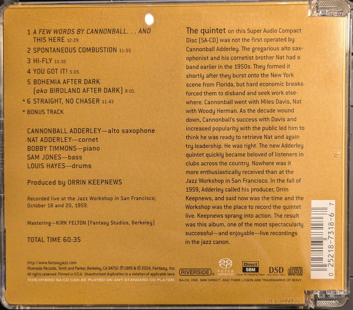 The Cannonball Adderley Quintet - In San Francisco (SACD) | Near Mint (NM) Near Mint (NM)-
