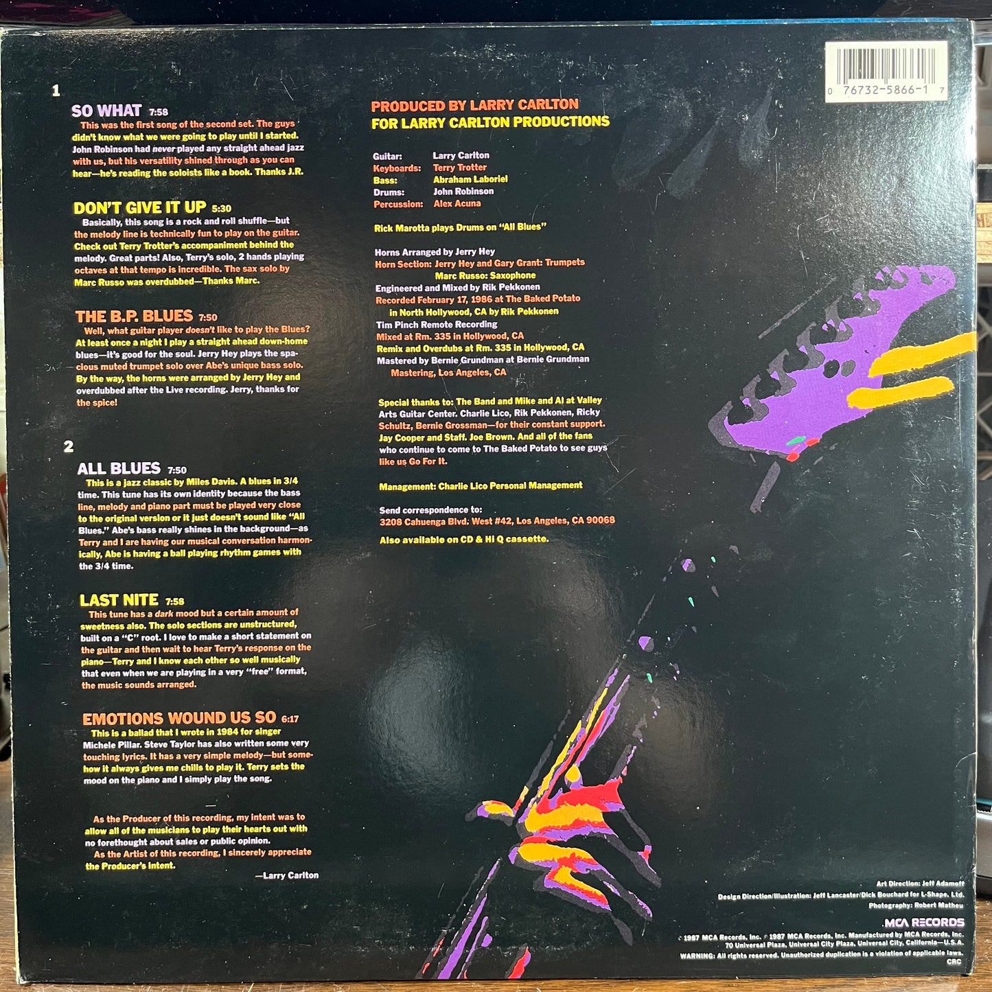 Larry Carlton - Last Nite (LP) | Near Mint (NM) Excellent (EX)-