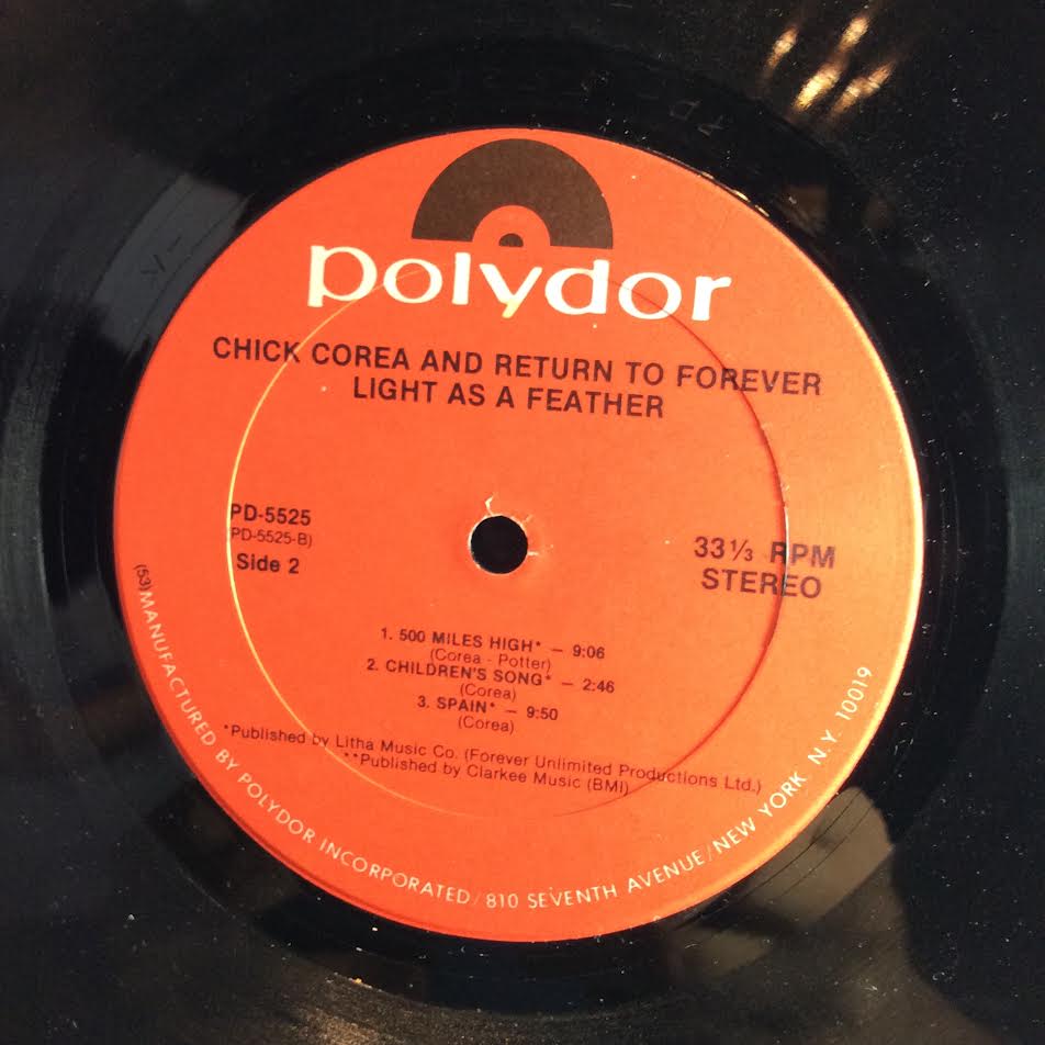 Chick Corea - Light As A Feather ( VINYL LP Polydor ‎– PD 5525, Polydor ‎– PD-5525) | USED Near Mint (NM) Excellent (EX)-