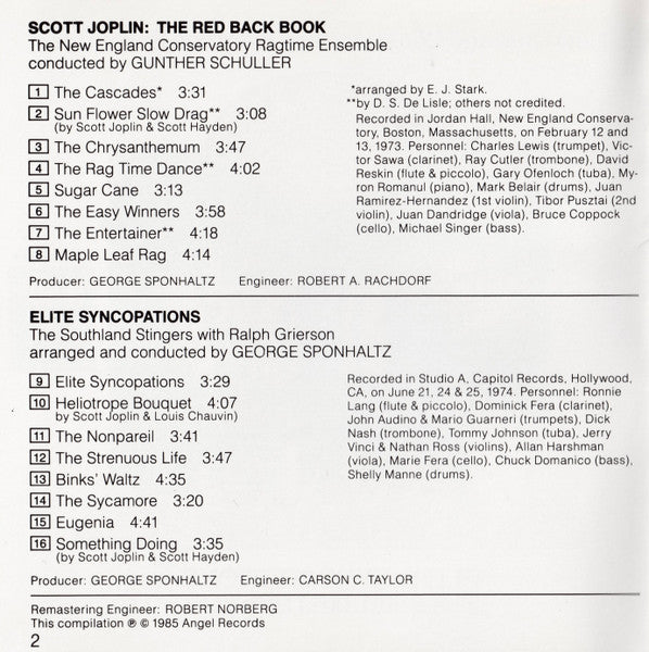 Scott Joplin - The Red Back Book · Elite Syncopations (CD) | Near Mint (NM) Near Mint (NM)-