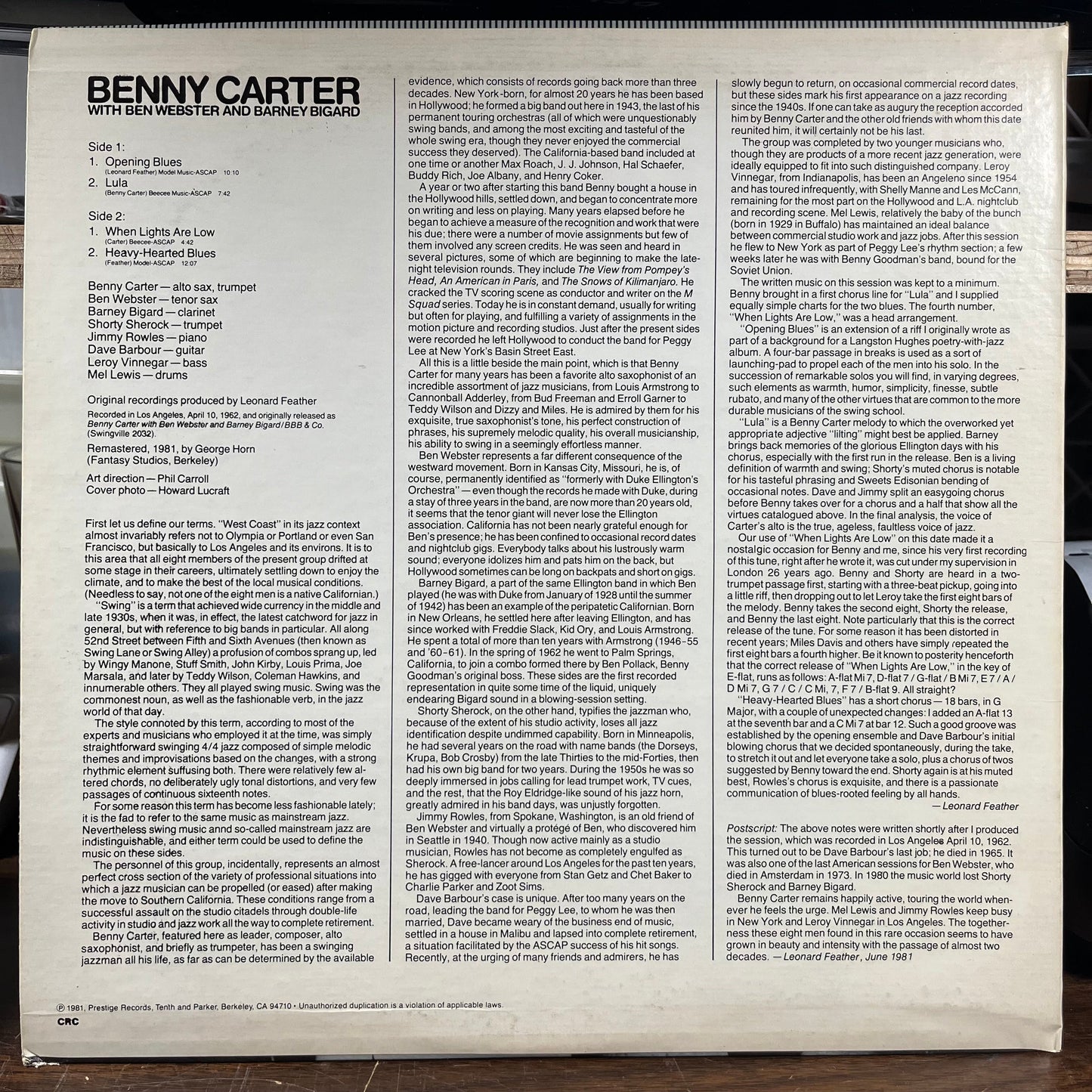 Benny Carter - Opening Blues (LP) | Near Mint (NM) Near Mint (NM)-