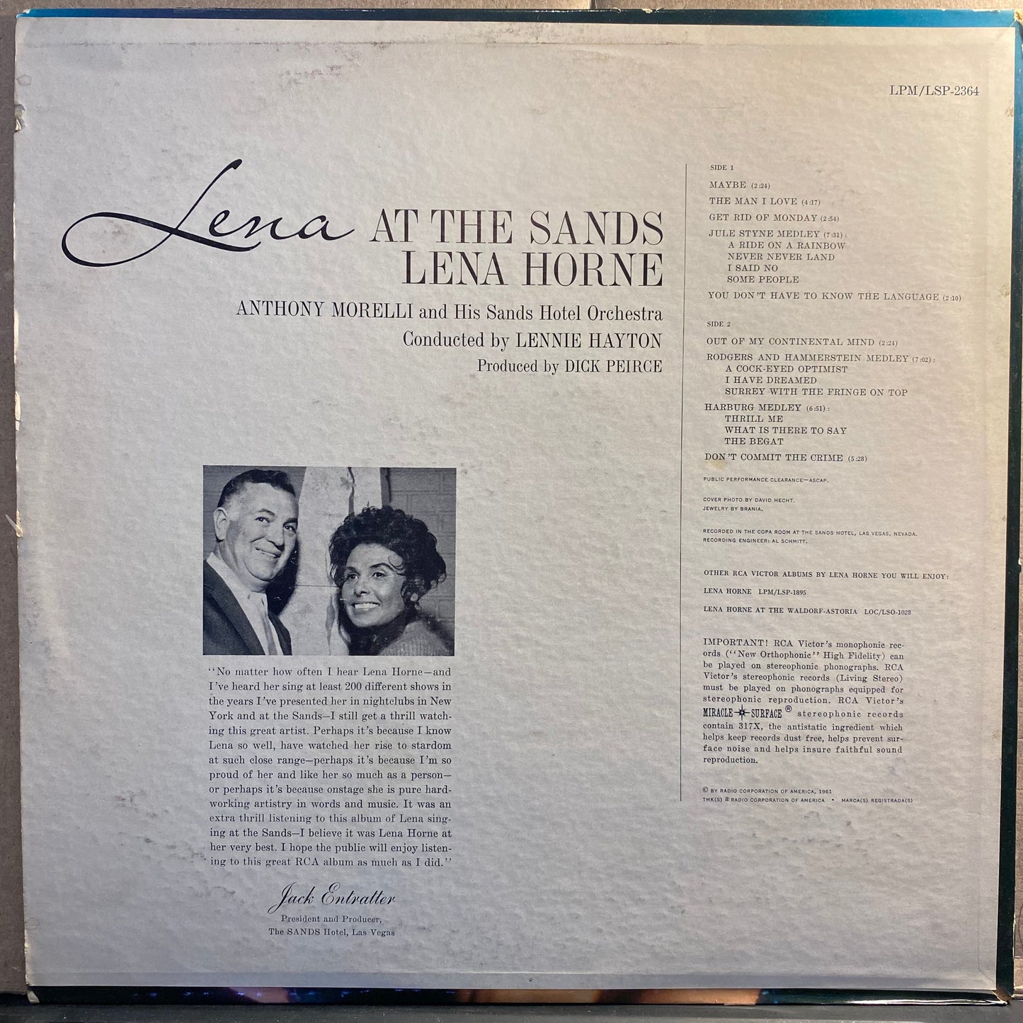 Lena Horne - Lena At The Sands *MONO / 1S* | Near Mint (NM) Near Mint (NM)-