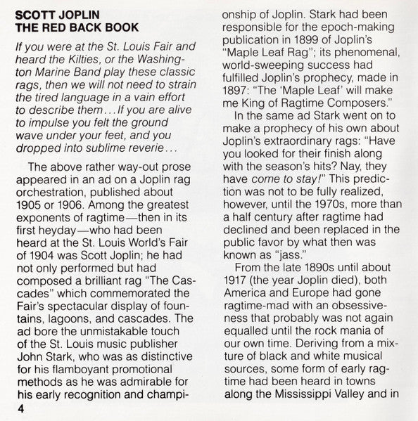 Scott Joplin - The Red Back Book · Elite Syncopations (CD) | Near Mint (NM) Near Mint (NM)-