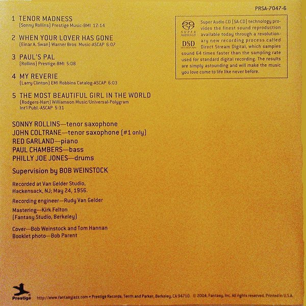 Sonny Rollins Quartet - Tenor Madness (SACD) | Near Mint (NM) Near Mint (NM)-