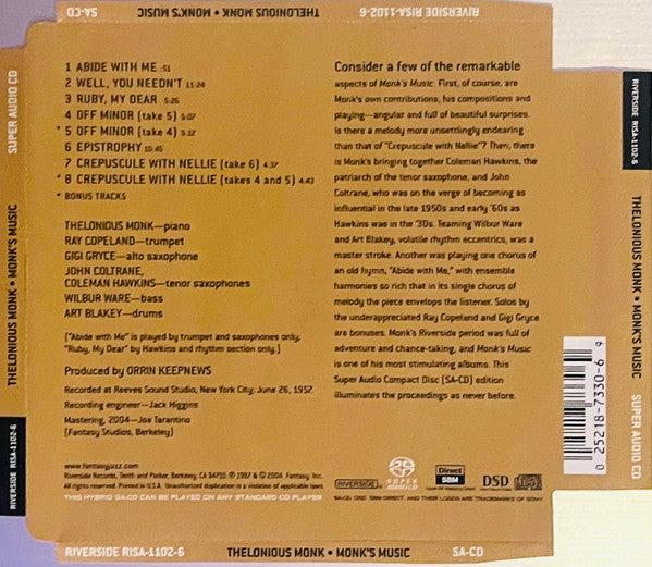 Thelonious Monk Septet - Monk's Music (SACD) | Near Mint (NM) Near Mint (NM)-