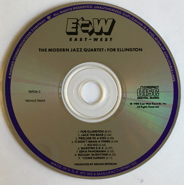 The Modern Jazz Quartet - For Ellington (CD) | Near Mint (NM) Near Mint (NM)-