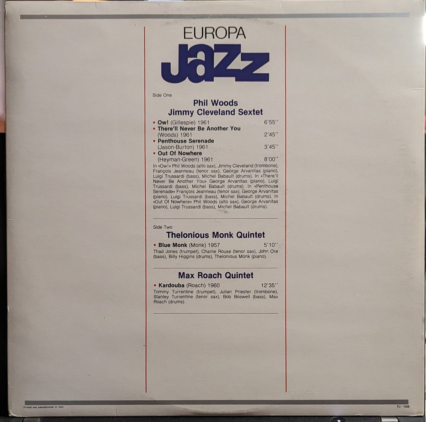 Thelonious Monk - Europa Jazz *ITALY* | Near Mint (NM) Excellent (EX)-