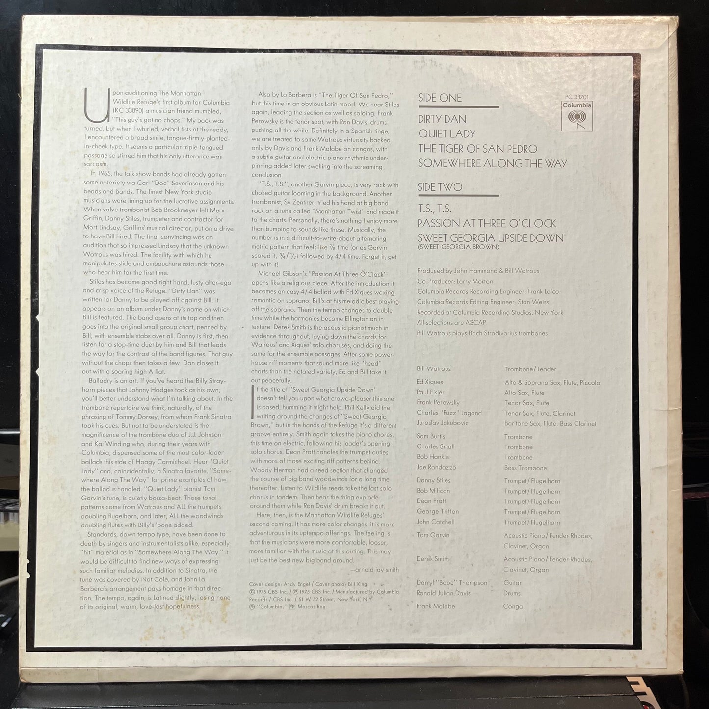 Bill Watrous And The Manhattan Wildlife Refuge - The Tiger Of San Pedro (VINYL LP COLUMBIA PC 33701 1975) | USED Near Mint (NM or M-) Excellent+ (EX+)-
