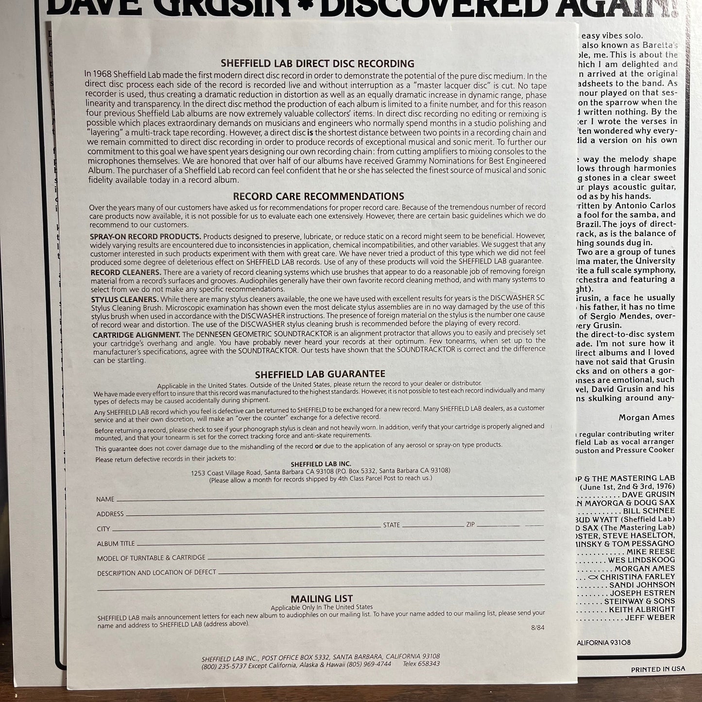 Dave Grusin - Discovered Again! (VINYL) | Near Mint (NM) Excellent+ (EX+)-