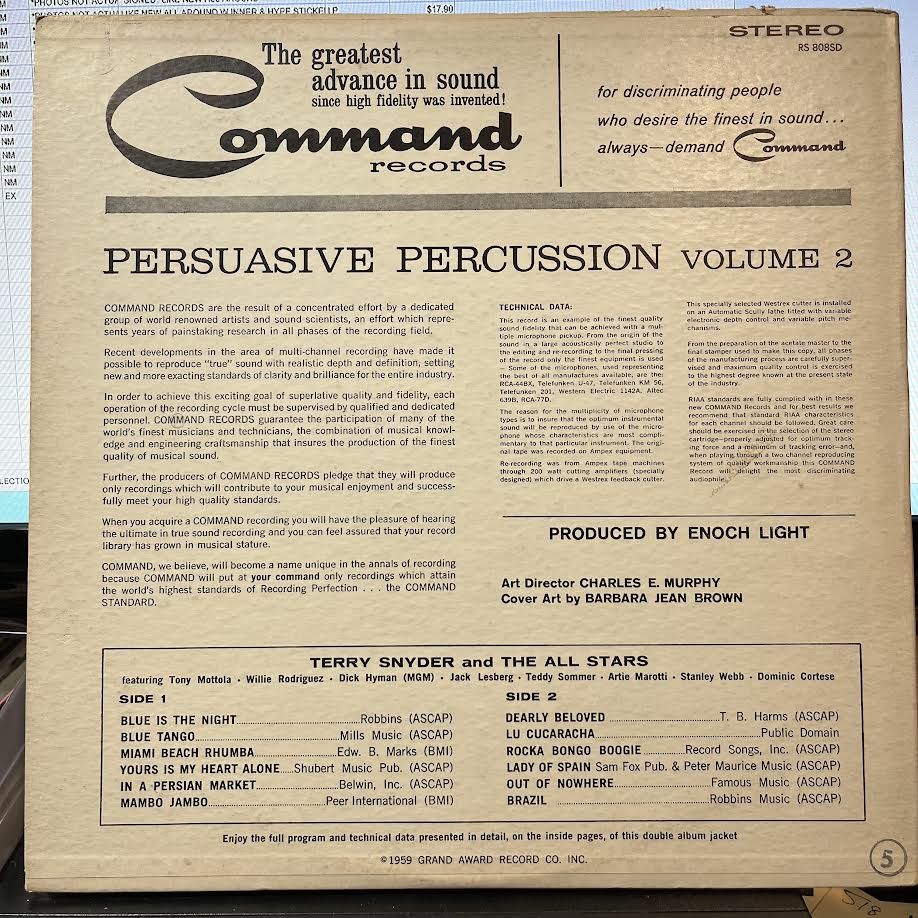 Terry Snyder And The All Stars - Persuasive Percussion Volume 2 (VINYL) | Near Mint (NM) Excellent (EX)-