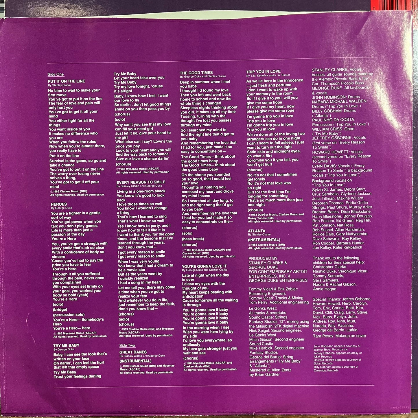 Stanley Clarke/George Duke - The Clarke / Duke Project II (LP) | Near Mint (NM) Near Mint- (NM-)-