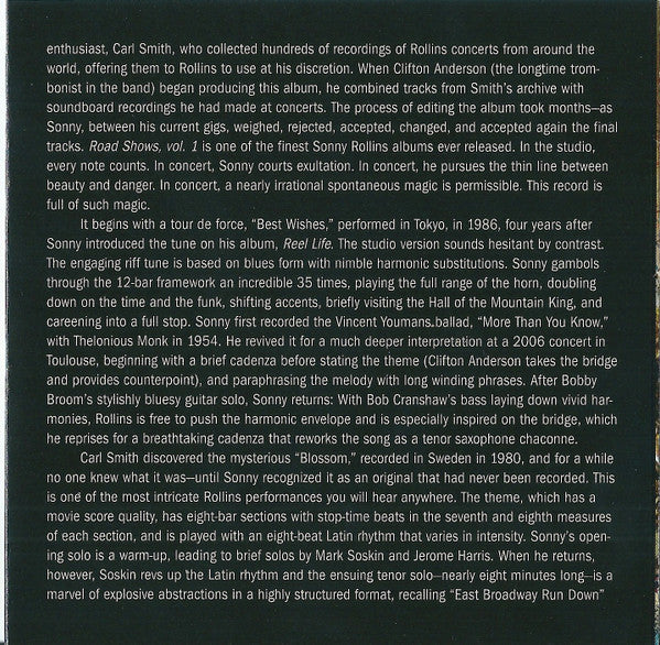 Sonny Rollins - Road Shows, Vol. 1 (CD) | Near Mint (NM) Near Mint (NM)-