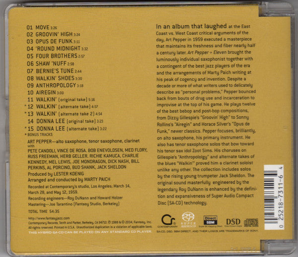 Art Pepper - Art Pepper + Eleven (Modern Jazz Classics)(SACD) | Near Mint (NM) Near Mint (NM)-