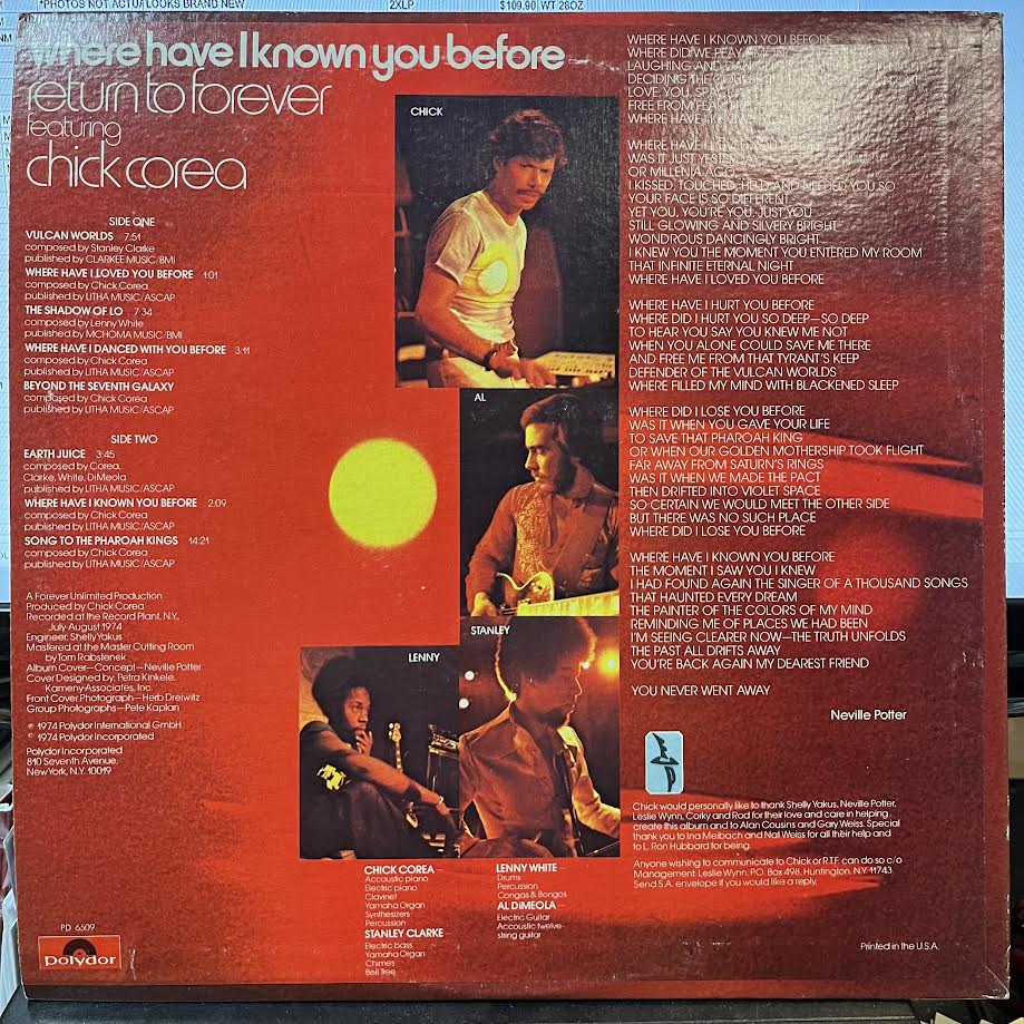 Return To Forever - Where Have I Known You Before (VINYL) | Near Mint (NM) Very Good Plus (VG+)-
