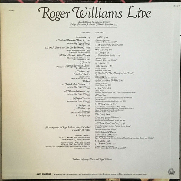 Roger Williams (2) - Roger Williams Live | Near Mint (NM) Near Mint (NM)-
