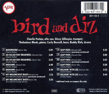 Charlie Parker - Bird And Diz (cd) | Near Mint (NM) Near Mint (NM)-