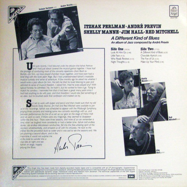 Itzhak Perlman - A Different Kind Of Blues (An Album Of Jazz Composed By André Previn) | Near Mint (NM) Near Mint (NM)-