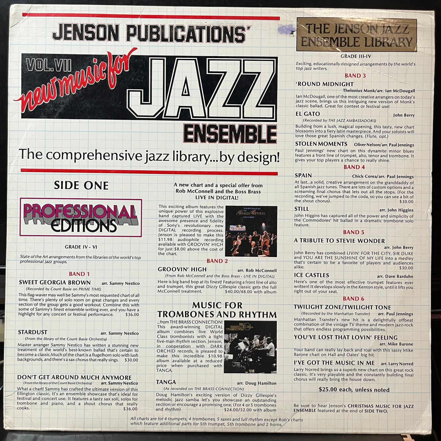 Various - New Music For Jazz Ensemble Vol. VII (VINYL LP JENSON PUBLICATIONS INC. JP-2900 1982) | USED Near Mint (NM or M-) Excellent+ (EX+)-