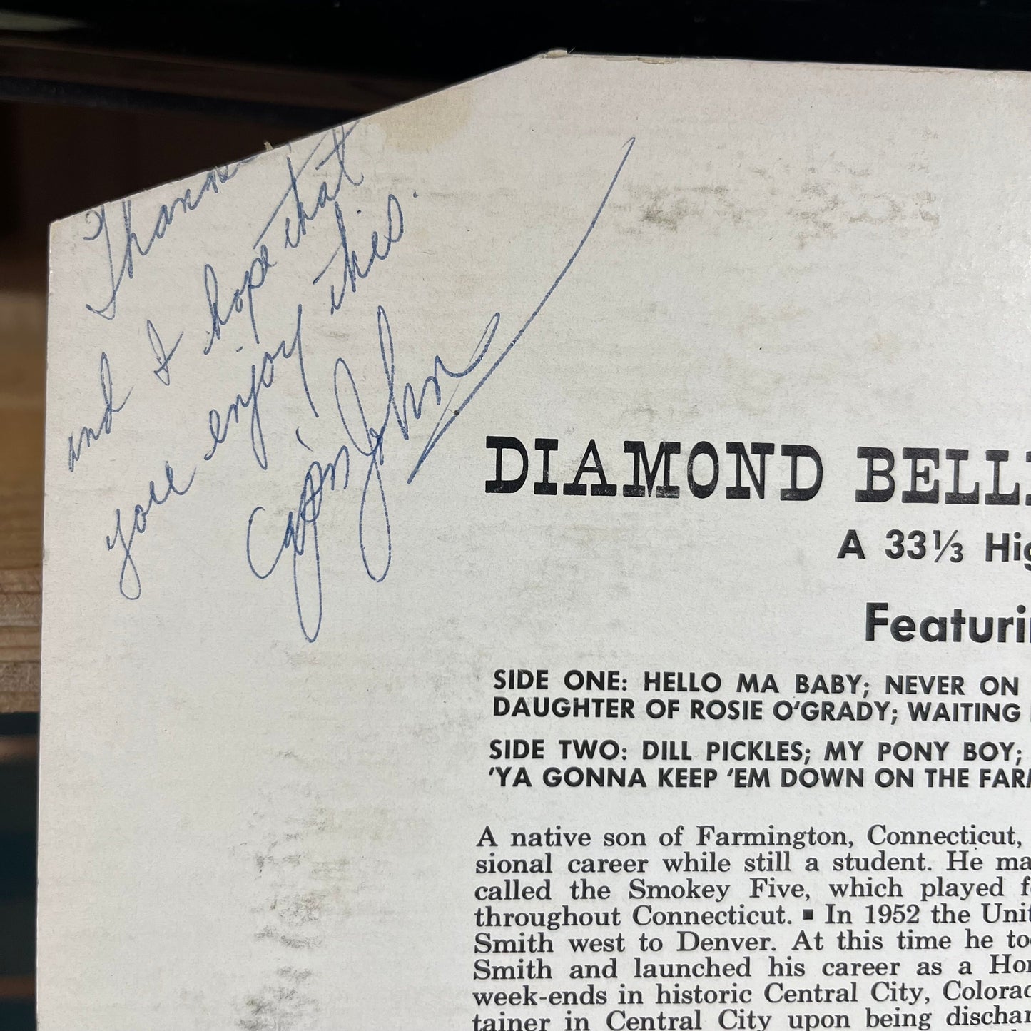 CAP'N JOHN SMITH - *SIGNED* Diamond Belle Songs Gems & Red Slipper Favorites (VINYL) | Near Mint (NM or M-)-
