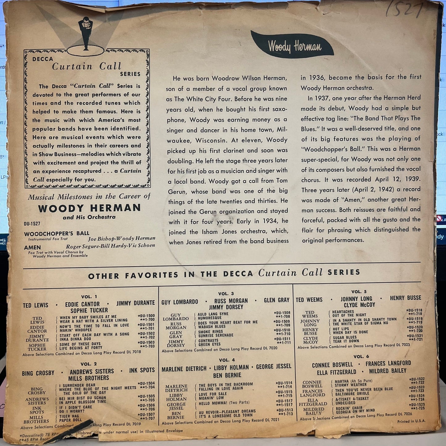 Woody Herman - Woodchopper's Ball / Amen | Very Good Plus (VG+) Good Plus (G+)-