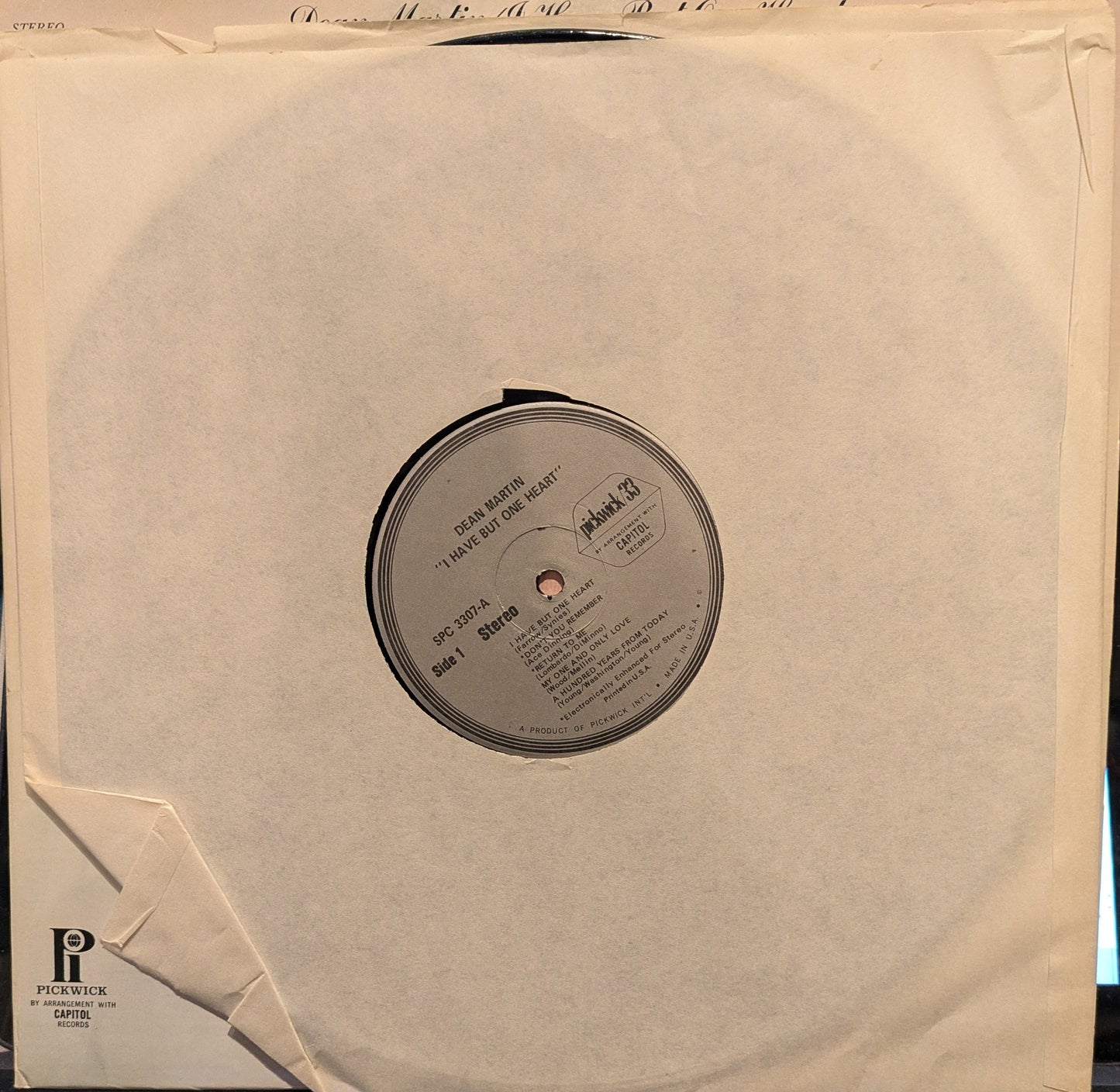 Dean Martin - I Have But One Heart | Very Good Plus (VG+) Excellent (EX)-