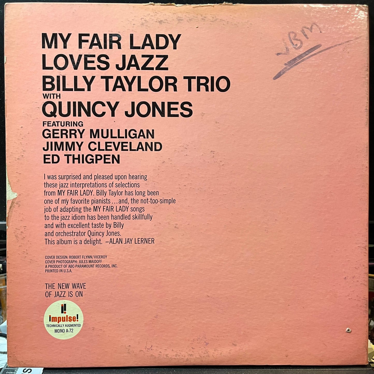 Billy Taylor Trio - My Fair Lady Loves Jazz (VINYL) | Very Good Plus (VG+) Very Good (VG)-