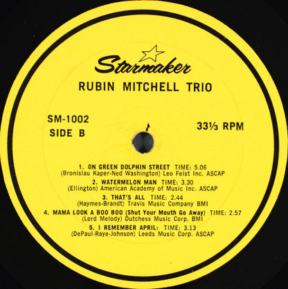 The Rubin Mitchell Trio - The Golden Hands Of Rubin Mitchell | Very Good Plus (VG+) Near Mint (NM)-