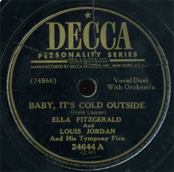 Ella Fitzgerald - Baby It's Cold Outside / Don't Cry, Cry Baby (10" 78RPM) | Very Good (VG) Very Good Plus (VG+)-