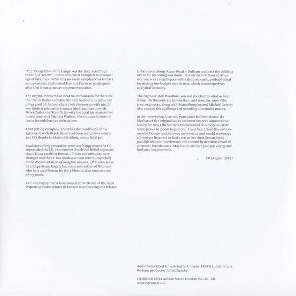 Evan Parker - The Topography Of The Lungs (VINYL) | Mint (M) Mint (M)-