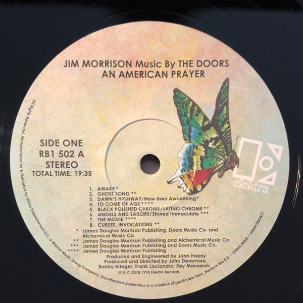 Jim Morrison, The Doors An American Prayer - Music By The Doors Elektra LP, Album, RE, RM, Gat Mint (M) Mint (M)-