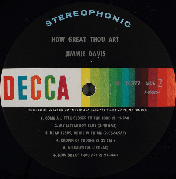 Jimmie Davis - How Great Thou Art | Very Good Plus (VG+) Very Good Plus (VG+)-