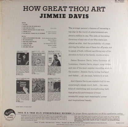 Jimmie Davis - How Great Thou Art | Very Good Plus (VG+) Very Good Plus (VG+)-