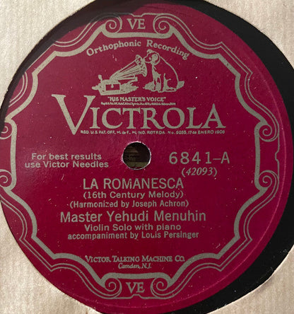 Yehudi Menuhin - La Romanesca (16th Century Melody) / Sierra Morena (Serenata Andaluza) | Very Good Plus (VG+) Generic-