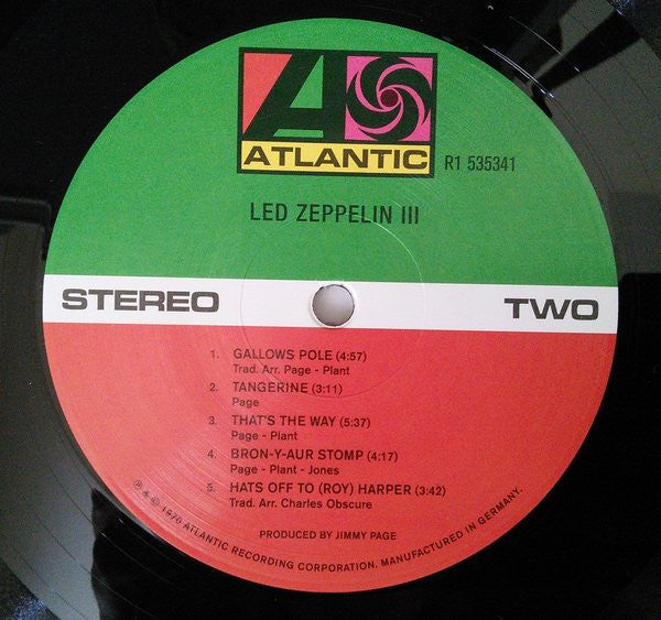 Led Zeppelin Led Zeppelin III Atlantic LP, Album, RE, RM, 180 Mint (M) Mint (M)-