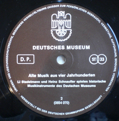 Li Stadelmann, Heinz Schnauffer - Deutsches Museum - Alte Musik Aus Vier Jahrhunderten | Near Mint (NM) Very Good Plus (VG+)-