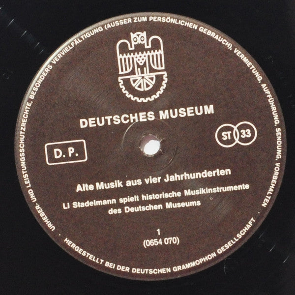 Li Stadelmann, Heinz Schnauffer - Deutsches Museum - Alte Musik Aus Vier Jahrhunderten | Near Mint (NM) Very Good Plus (VG+)-