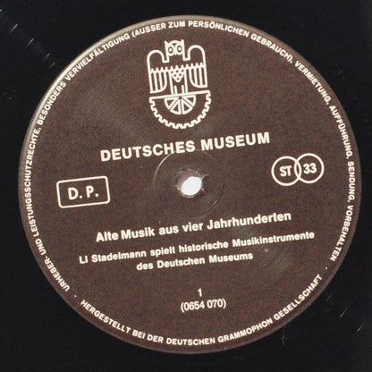 Li Stadelmann, Heinz Schnauffer - Deutsches Museum - Alte Musik Aus Vier Jahrhunderten | Near Mint (NM) Very Good Plus (VG+)-