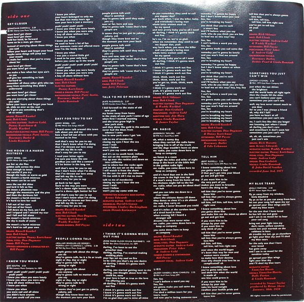 Linda Ronstadt - Get Closer | Near Mint (NM) Very Good Plus (VG+)-